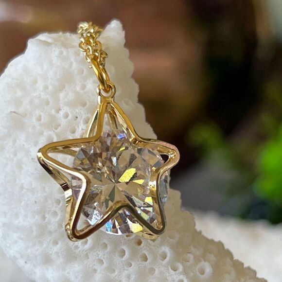 Wish Upon A Star Gold Necklace with Swarovski Crystals - Picture 4 of 11